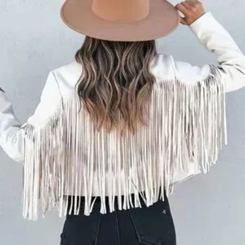 Chic Fringe White Jacket - Picture 2 of 4